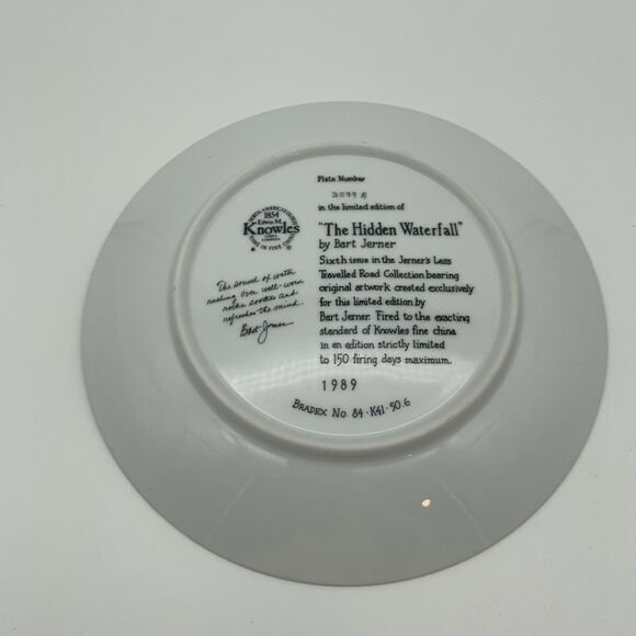 The Hidden Waterfall Plate Bart Jerner Less Travelled Road Collection with Frame - Picture 5 of 10